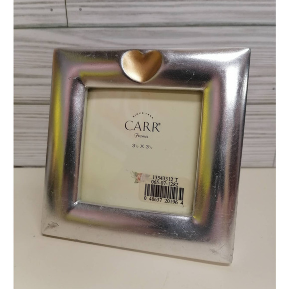 Vintage CARR Small Silver Gold Heart Frame 3.5x3.5 - Picture 1 of 7